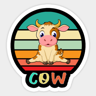 Vintage Retro Cow Sticker